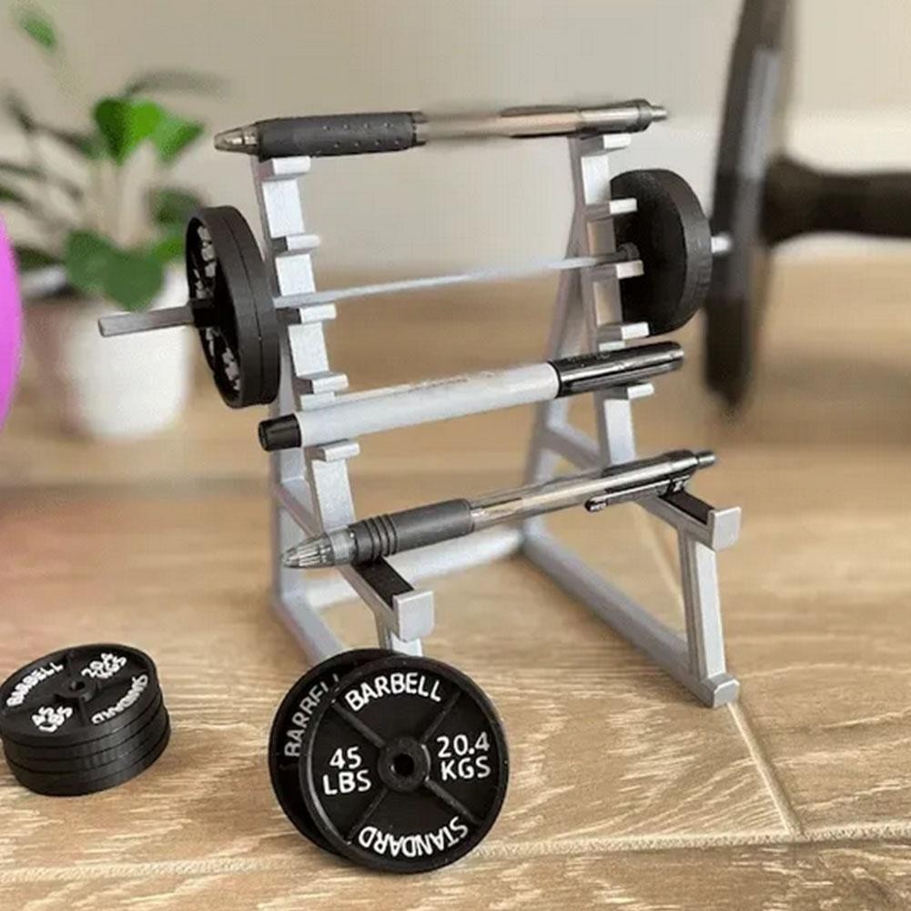 

Creative Barbell Pen Holder Desk Ink Fountain Pen Display Stand Student Pencil Stationery Storage Squatrack Pen Holder