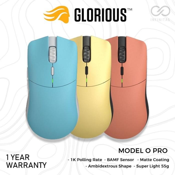 Glorious Model O Pro Hyper Light Wireless Mouse Gaming Ergonomic Blue Lynx