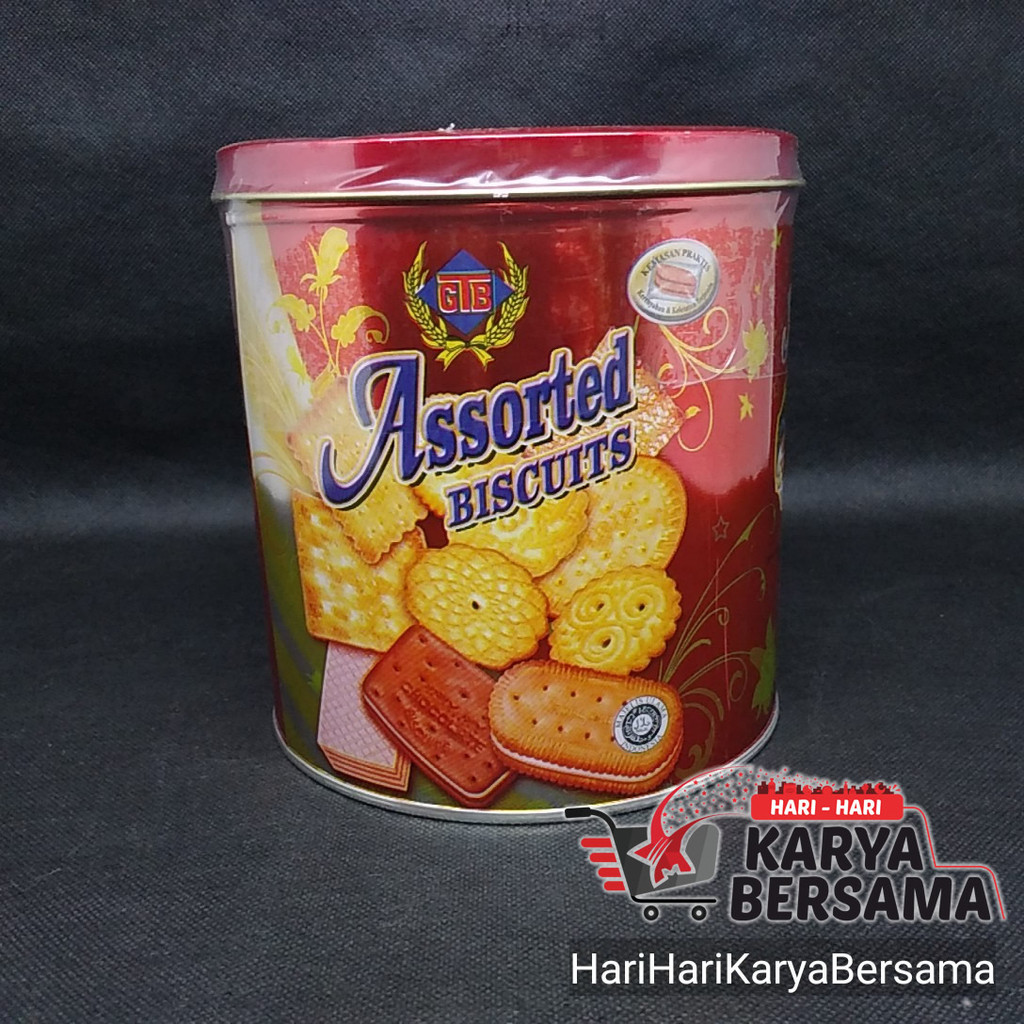 

MAKANAN RINGAN BISKUIT KALENG GTB ASSORTED BISCUITS KEMASAN PRAKTIS 300GR