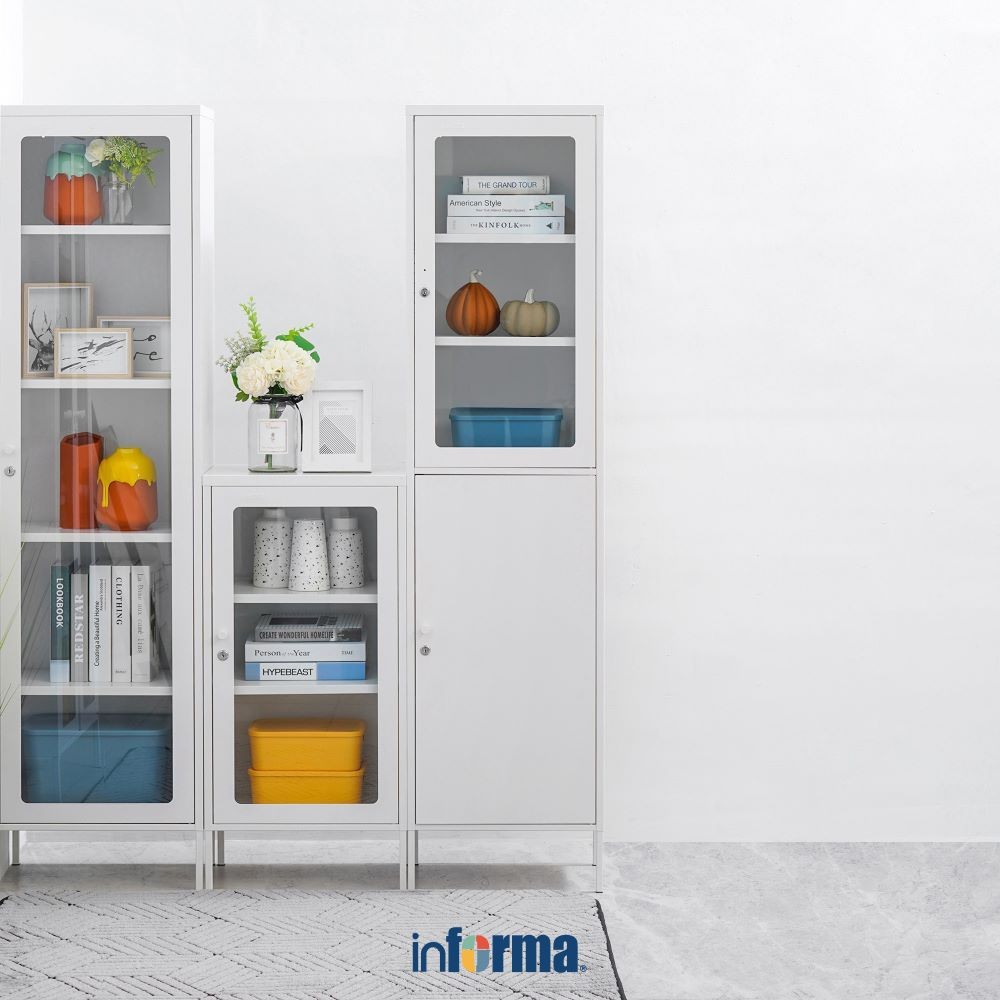 Informa Flyn Lemari Arsip Kantor Metal 2 Pintu High - Putih File Cabinet Lemari Besi Kabinet Tempat 