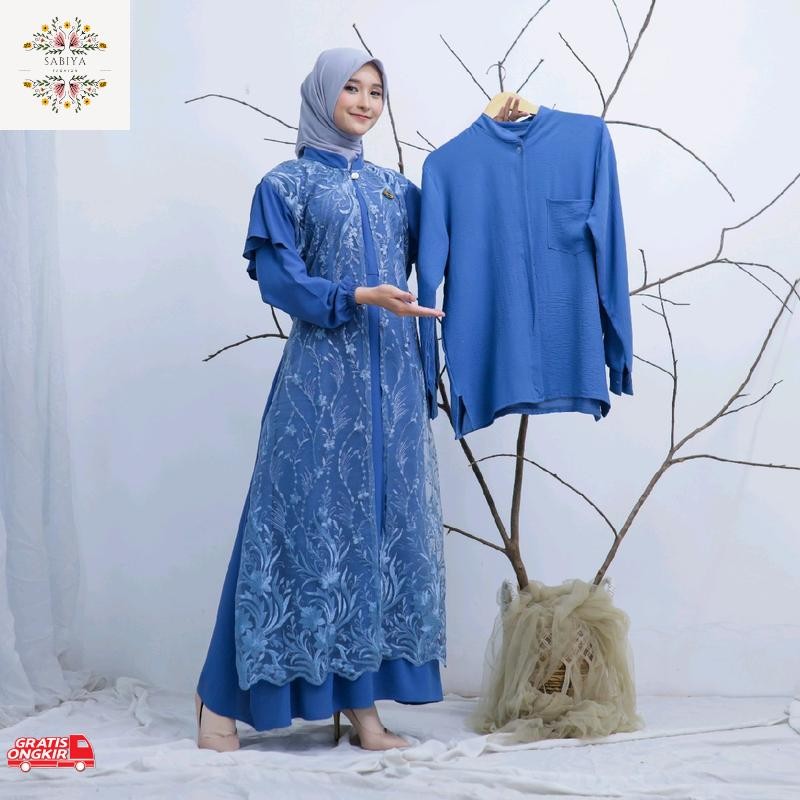 ADDIKRI COLLECTION - Set Couple Kanaya Gamis Brukat Bordir Dan Koko - Non Hijab