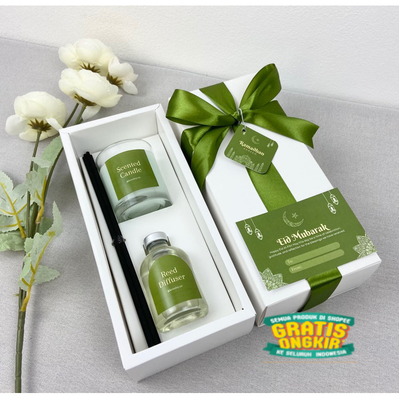 

Hampers Lebaran Ramadhan Idul Fitri - Gift Reed Diffuser + Lilin Aromaterapi (Scented Candle)/ langsung proses