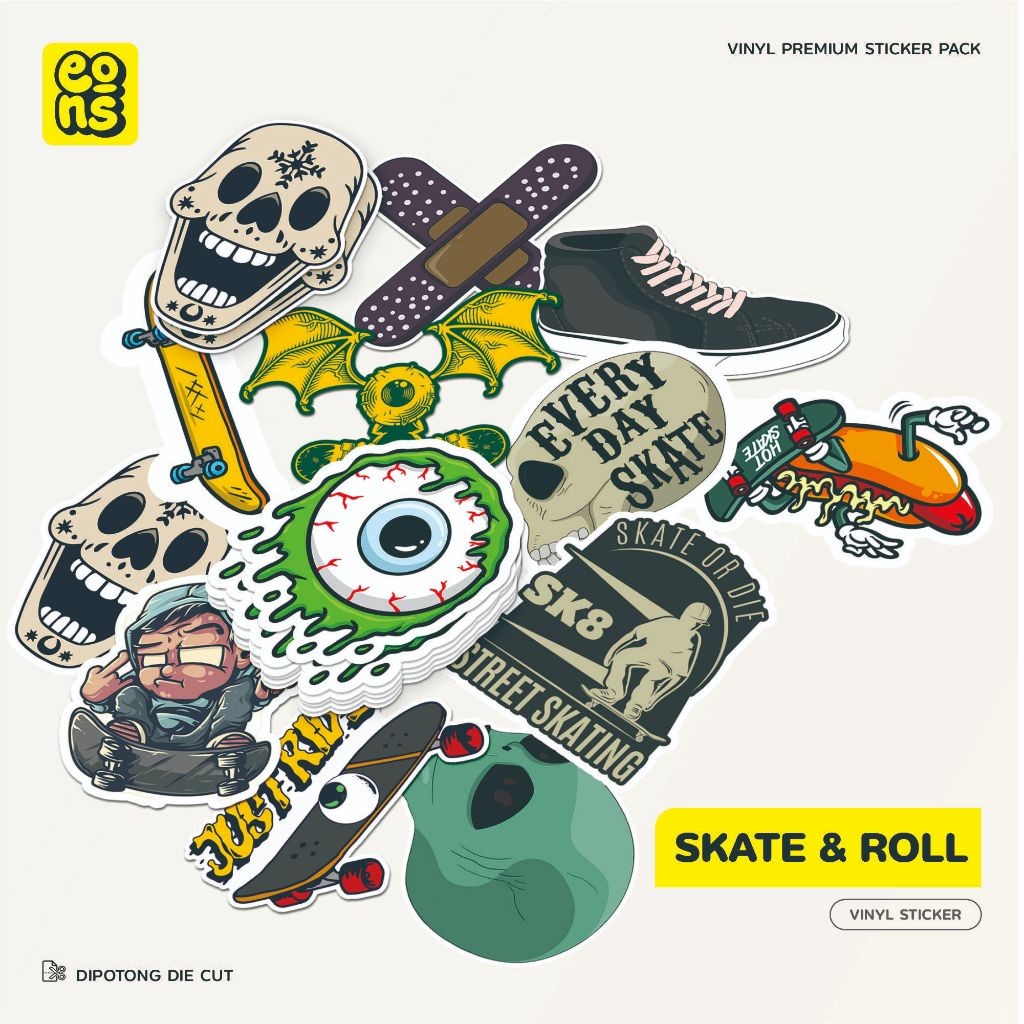 

Stiker Printing Skate & Roll Vinyl Waterproof Doff - Dekorasi Laptop Diary Notebook Journal Koper Tumbler
