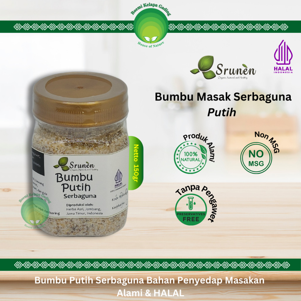 

Bumbu Dasar Masak Serbaguna varian Putih 150 Gr Sehat Alami Tanpa Pengawet Srunen Asri Organik Halal