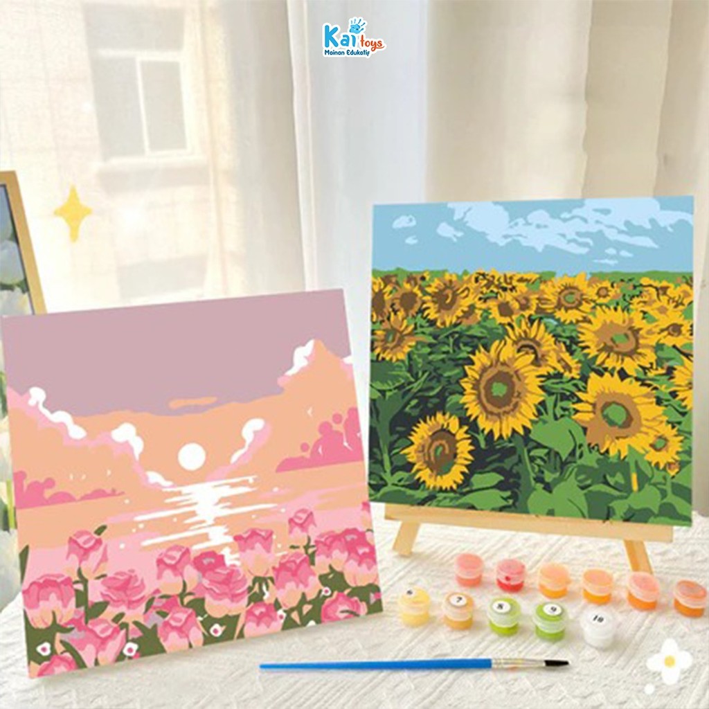 

Paint By Number Kit 20x20cm / Canvas Painting Aesthetic Lukisan Bunga Pemandangan / Kanvas Siap Lukis / Diy Digital Painting DIY Canvas Painting By Number Kit