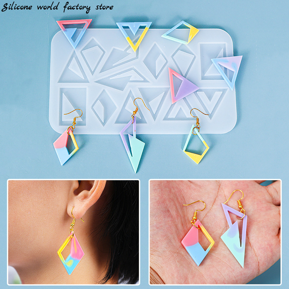 

Silicone world Epoxy Resin Molds Rhombus Triangle Earrings Silicon Mold DIY Jewelry Making Tool Ornaments Keychain Casting Mould