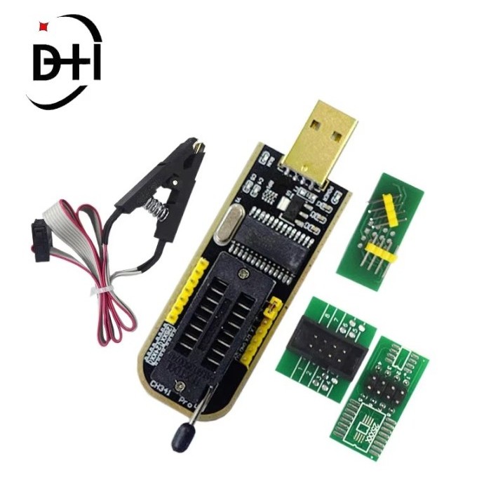 SET ALAT IC Programmer EEPROM Flash CH341A Programer Penjepit CH341 Clip bios JEPIT