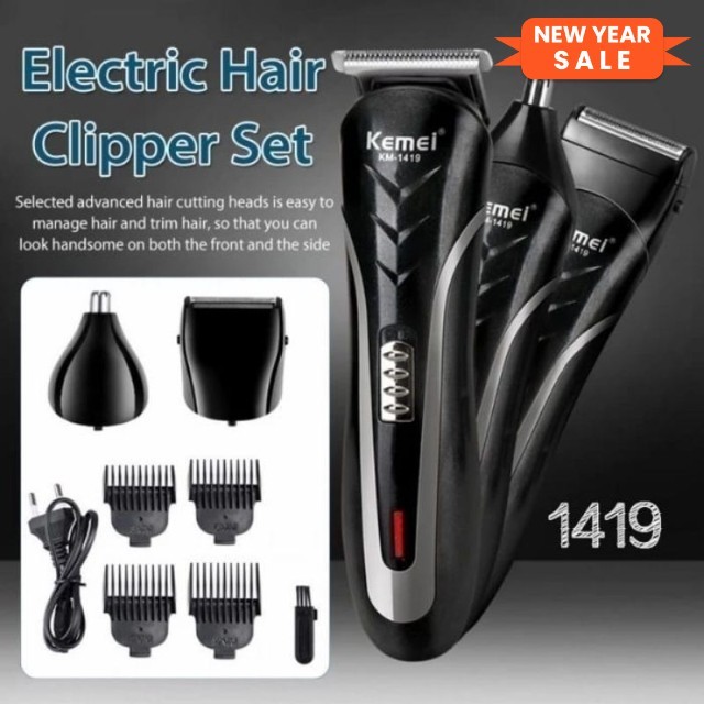 KEMEI KM-1419 MESIN CUKUR KEMEI CLIPPER 3IN1 ALAT CUKUR RAMBUT CHARGER HAIR CLIPPER
