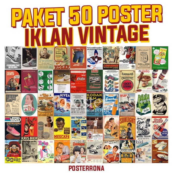 [50 PCS] POSTER IKLAN JADUL VINTAGE RETRO SERIES - IKLAN#1, A6 SIAP TEMPEL