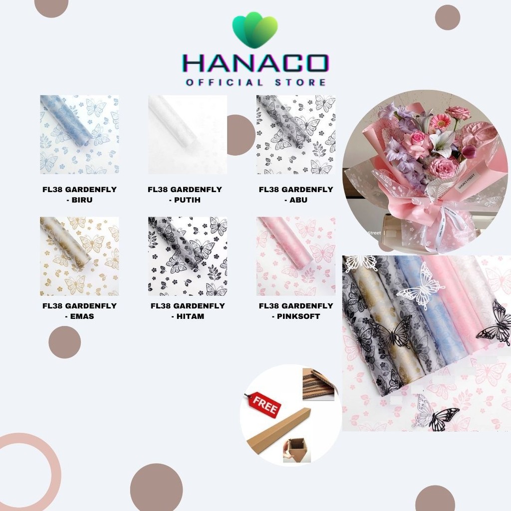 

HANACO - FL38 GARDENFLY Kertas Bunga Paper Buket Motif Summer Plaid Kotak Kado Florist Cellophane