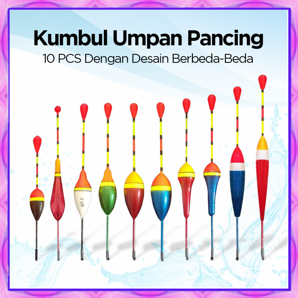 Pelampung Umpan Pancing Fishing Bobber 10PCS Pelampung Pancing  Kumbul Pancing Kayu-COD