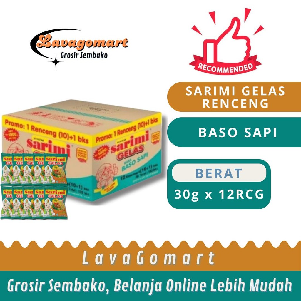 

SARIMI GELAS BASO SAPI 30g - 1 DUS - LAVAGOMART- BANDUNG