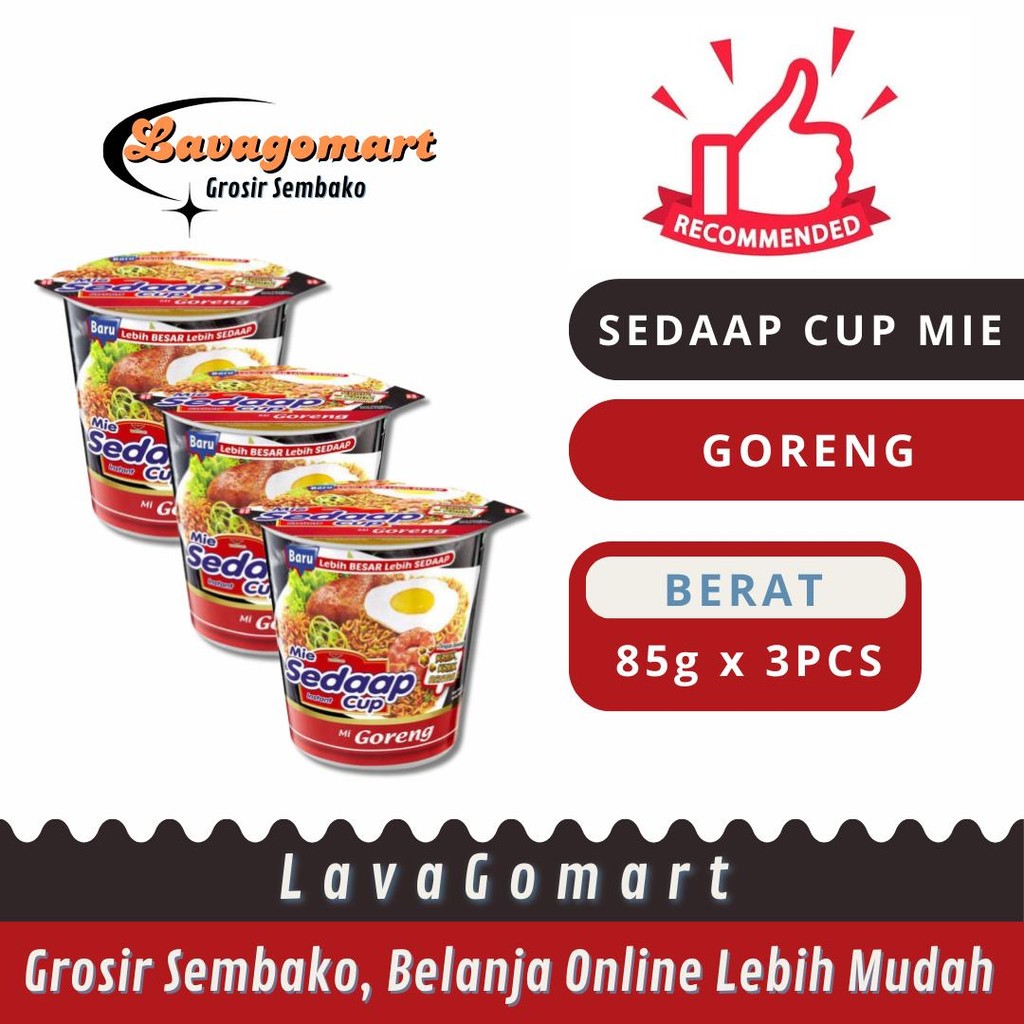 

SEDAAP CUP MIE INSTAN GORENG 85g - 3PCS - LAVAGOMART - BANDUNG