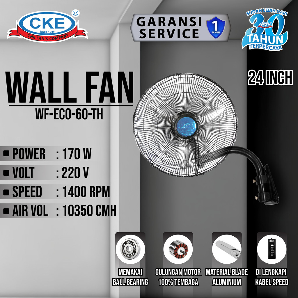CKE Wall Fan 24 Inch Kipas Angin Dinding Tembok Rumah