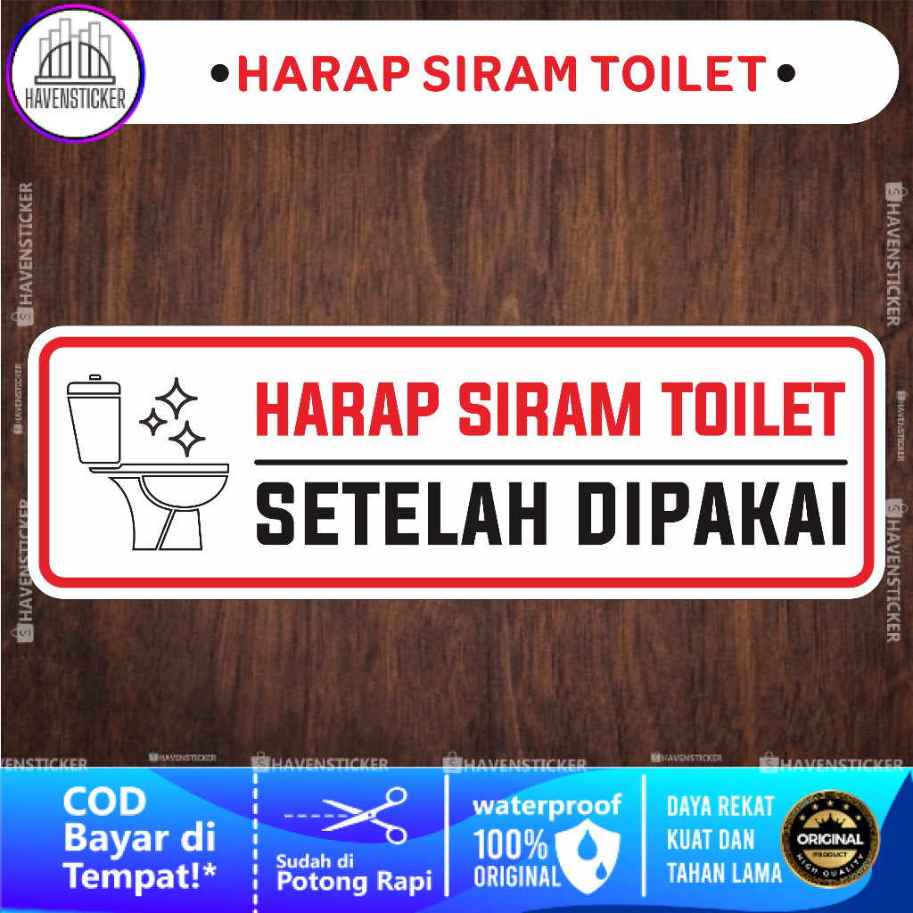 

Stiker Vinyl Anti Air Harap Siram Toilet Laminasi Glossy