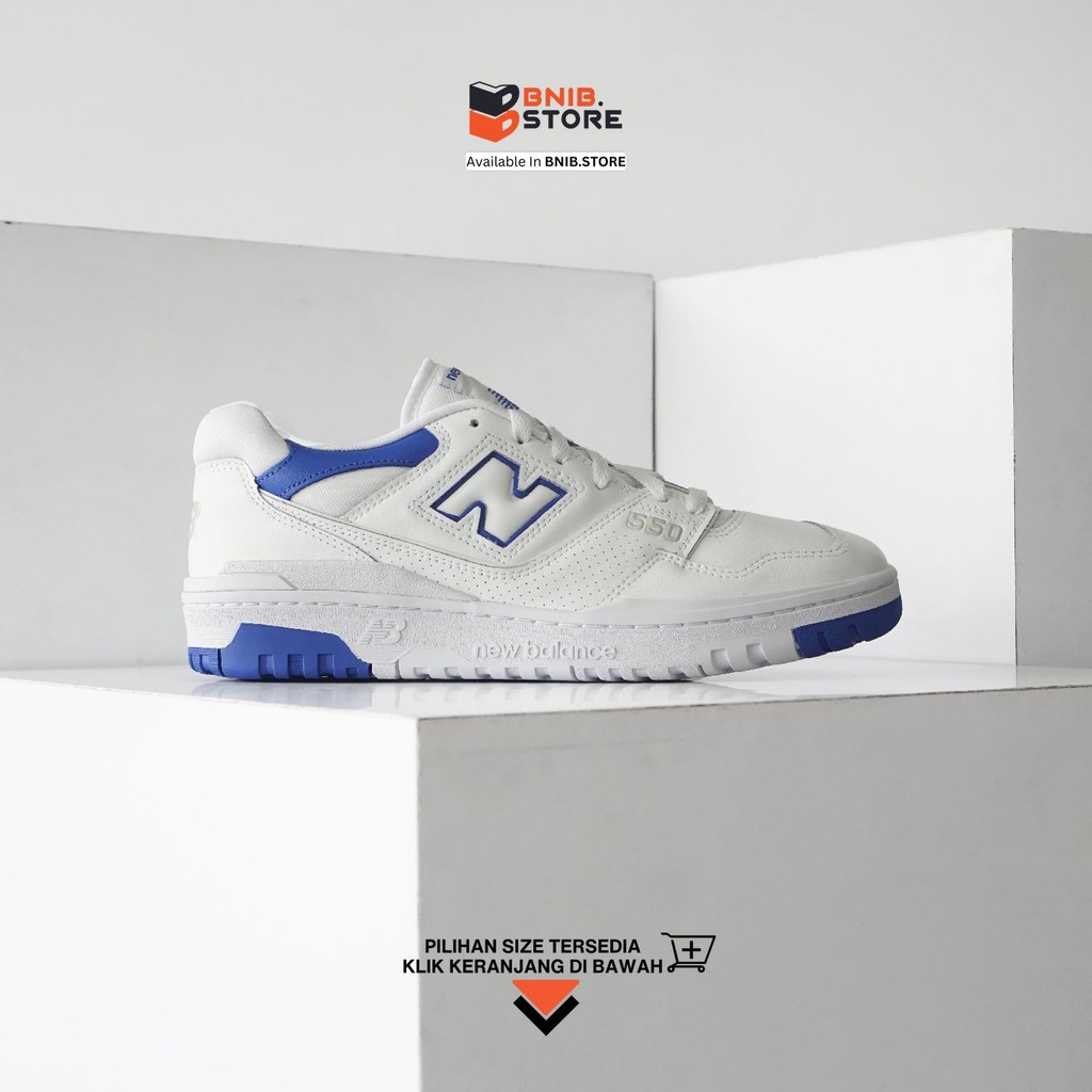 Sepatu Sneakers Pria NB 550 White Blue Original