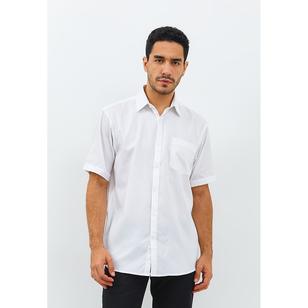 Jobb Clendenan Kemeja Pria Lengan Pendek Regular Fit Putih