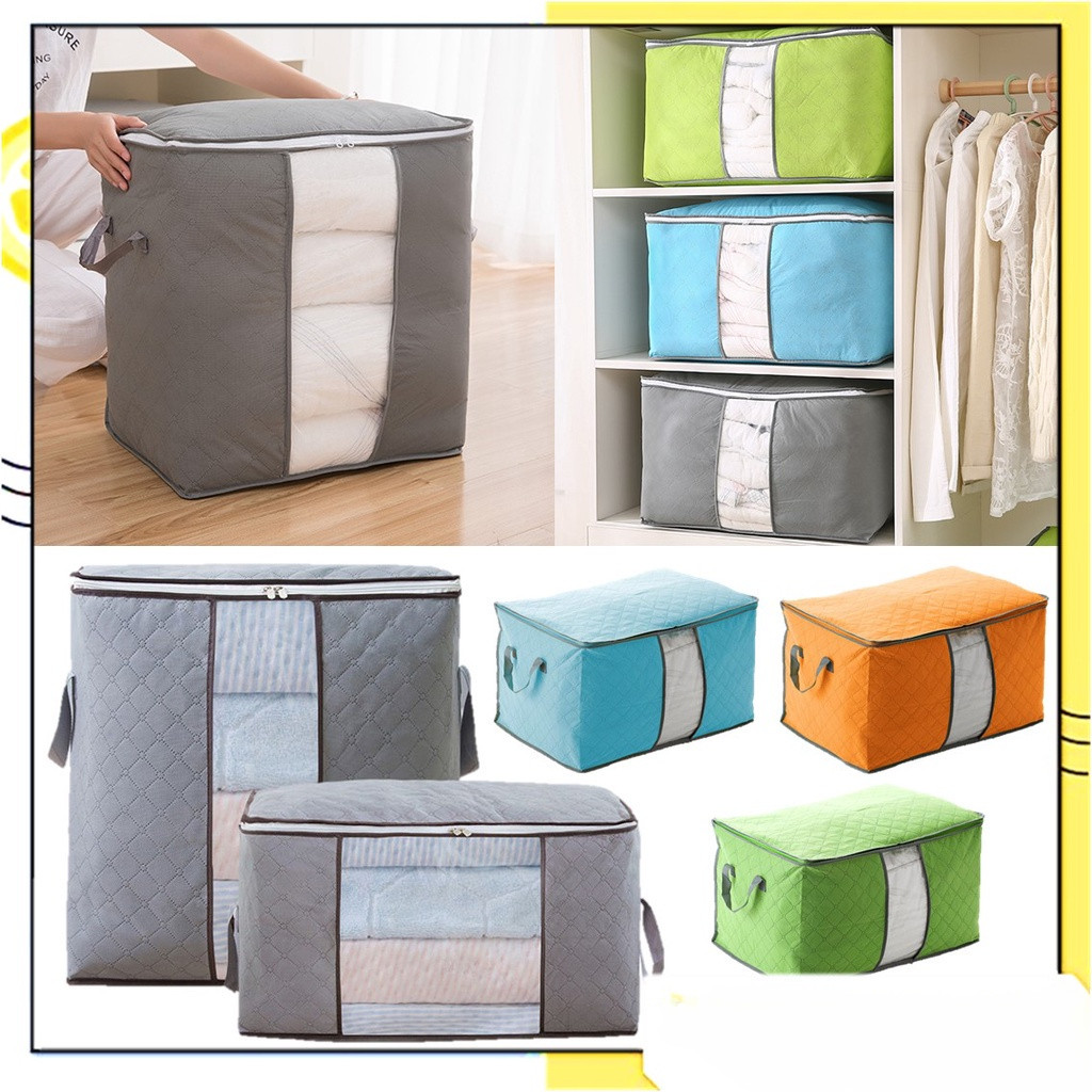Tempat Penyimpanan Bed Cover Bamboo Storage Box Organizer Bag Kotak Penyimpanan Baju Selimut Dan Spr