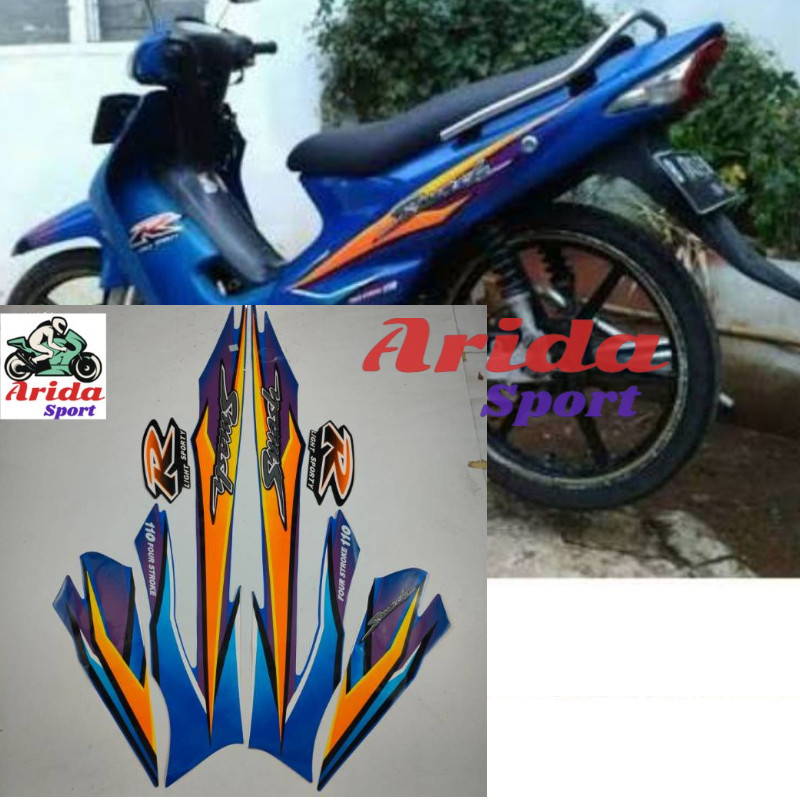 Striping sticker suzuki smash 110 r 2003 biru / stiker motor smash