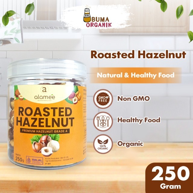 

ALAMEE Kacang Hazelnut Oven Panggang Roasted Nut Cemilan Matang Renyah 250gr BUMA