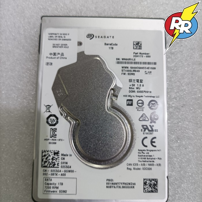 Hdd Hardisk laptop 1 TB Merk Seagate Barracuda Pro Rpm 7200 model Slim