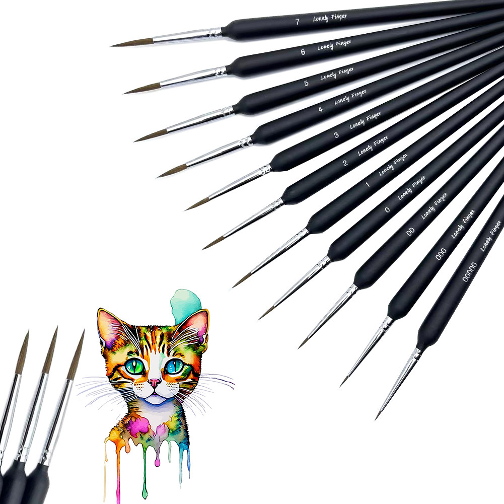 

Lonely Finger 9/10/11pcs Detail Paint Brushes Extra Fine Tips Professional Miniature Painting Art Set for Micro Watercolor Oil