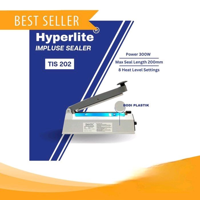

Alat untuk Pres plastik Impulse sealer Hyperlite TIS 202 Perekat Plastik