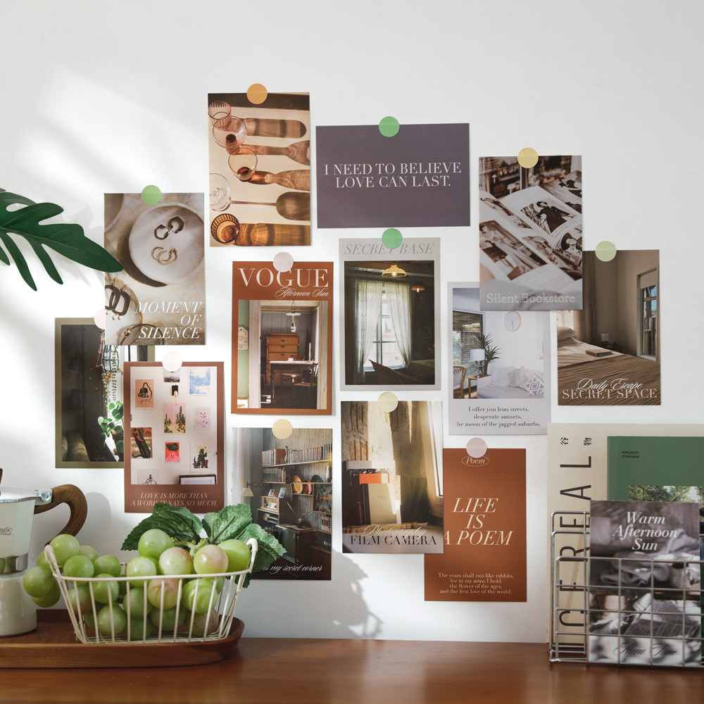 

Ins Quiet Better Life Retro Wall Room Bedroom Decorative Cards Photo Props Background Wall Sticker 30 Sheets