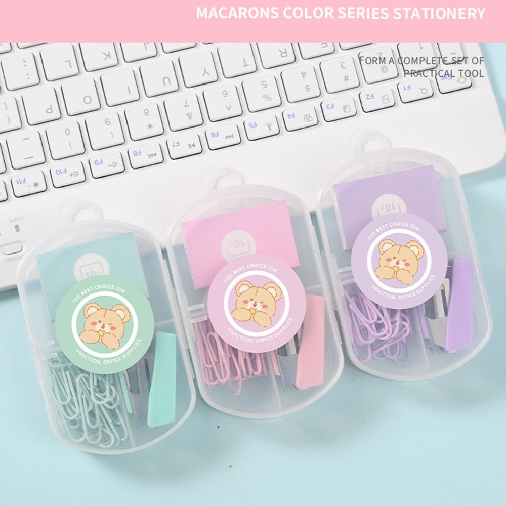 

Cute Metal Morandi Color Student Supplies Stapler Set Binding Tools With Staples