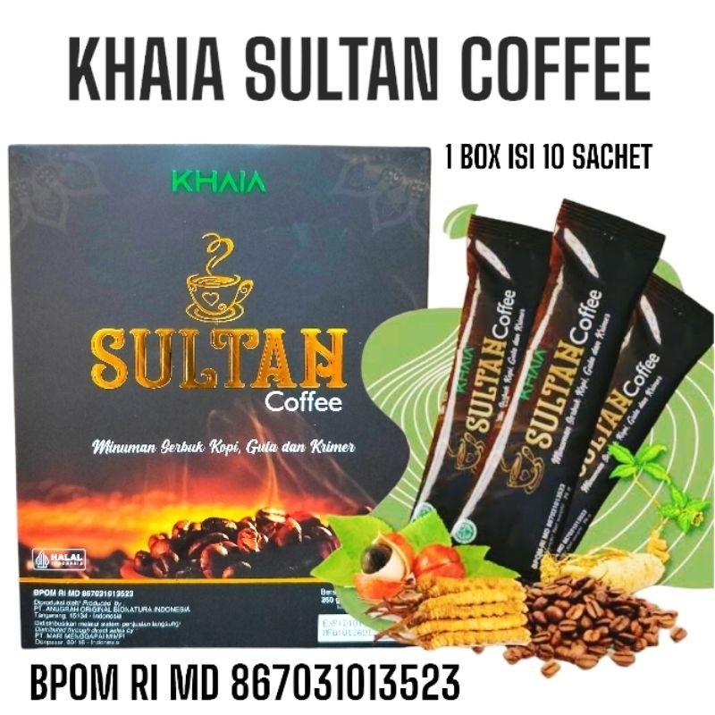 

KOPI SULTAN KHAIA 1 BOX ISI 10 SACHET ORIGINAL DISTRIBUTOR RESMI KHAIA