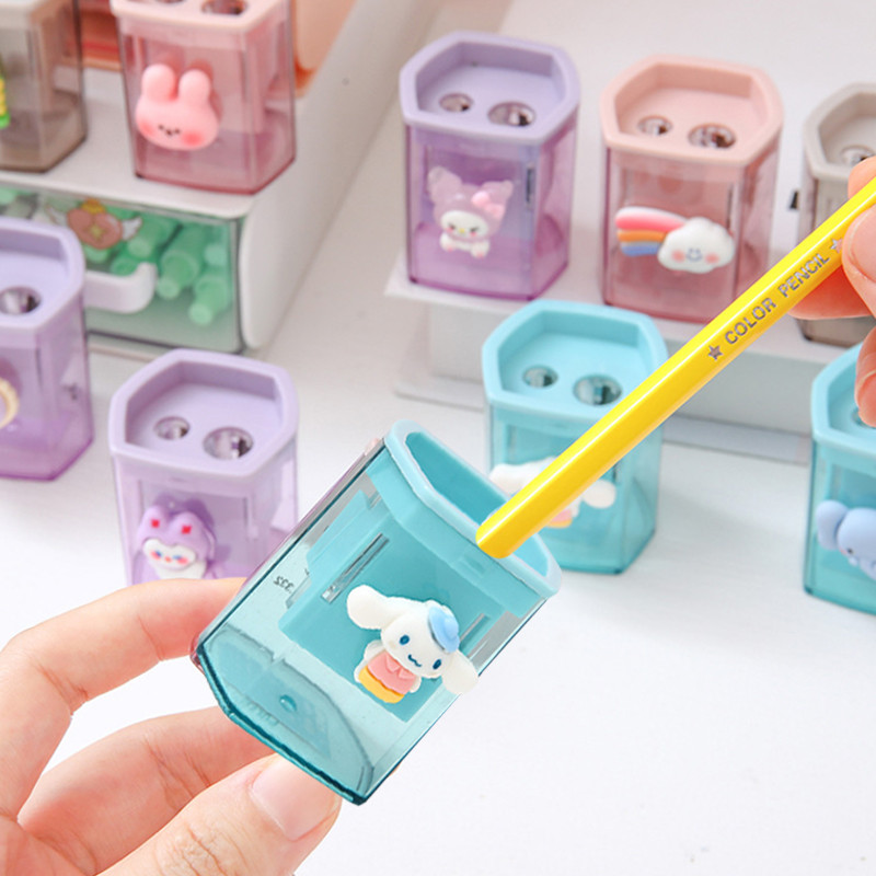 

2024 Kawaii Cinnamorolls Kuromis Pencil Hole Pencil Sharpener Anime Stationery Multifunctiona Office Student School Supplies