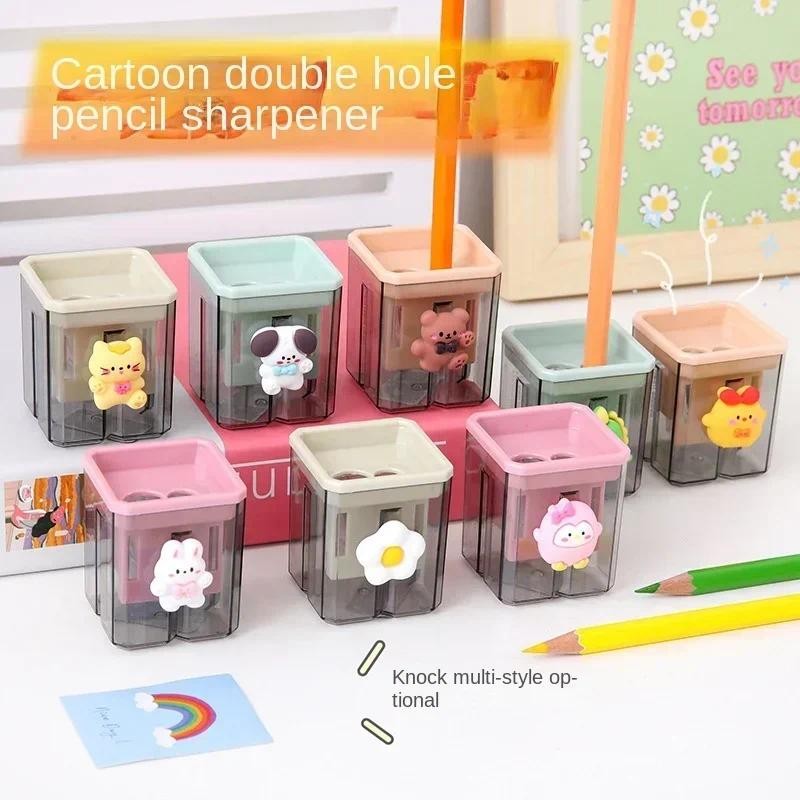 

1 Pcs Kawaii Double Holes Pencil Sharpener Makeup Pencil Student Creative Cute Cartoon Sharpener for Office School Supplie