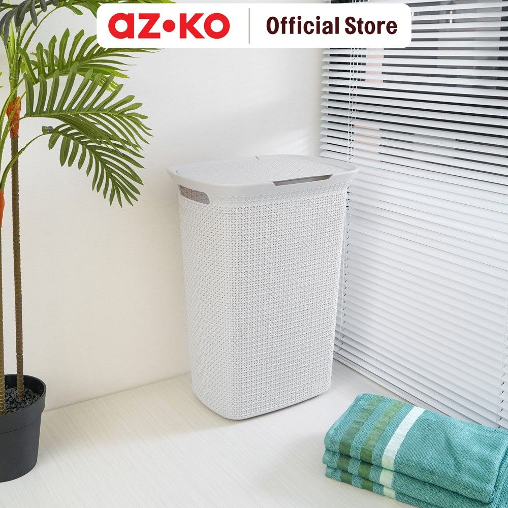 AZKO Ezy Storage 57 ltr Keranjang Laundry Dengan Tutup - Abu-Abu Tempat Baju Pakaian Kotor Wadah Cuc