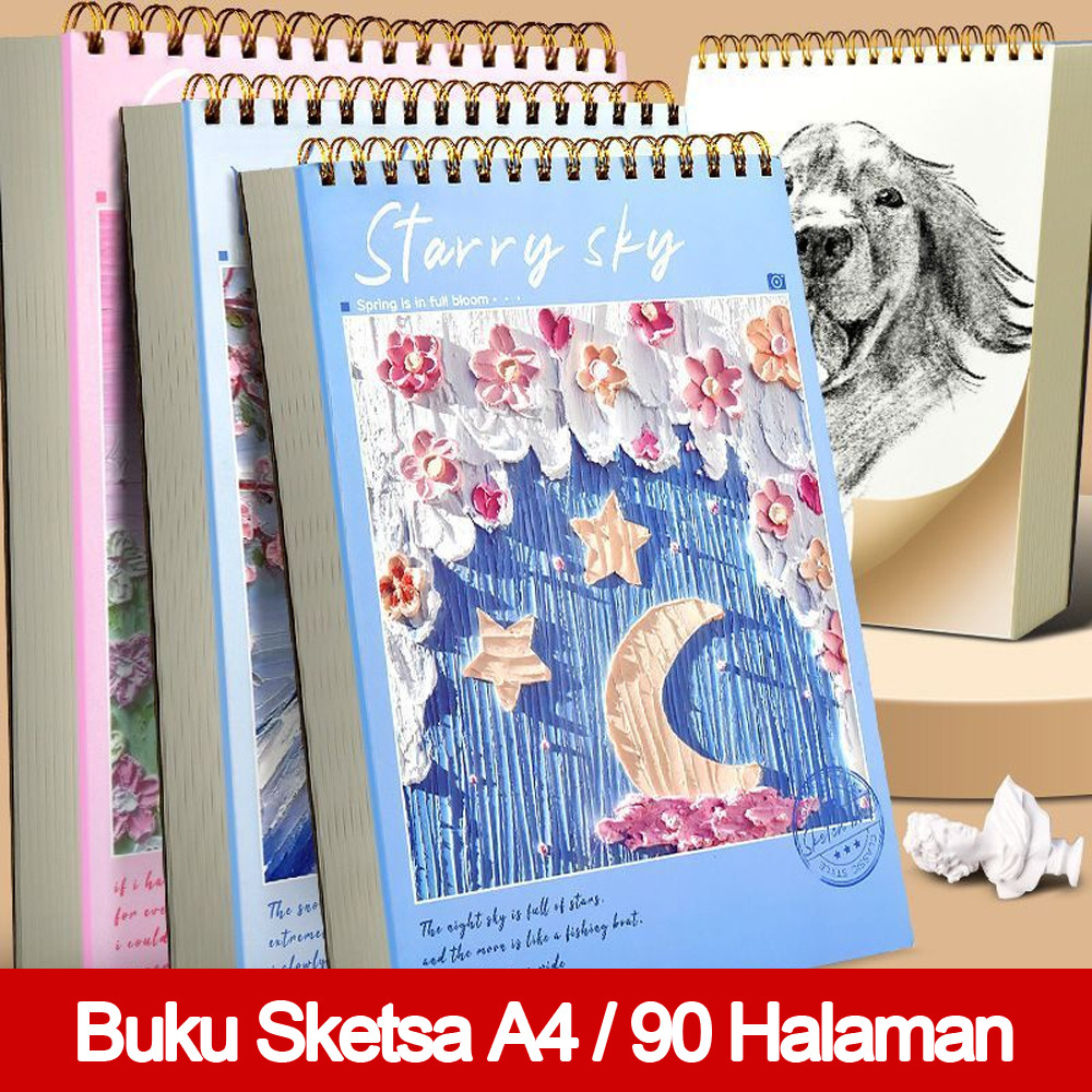 

【Dotding】Sketchbook A4 Aesthetic Buku Sketsa Gambar 160GSM Vertikal Jilid Spiral 45 Lembar/90 Halaman K004