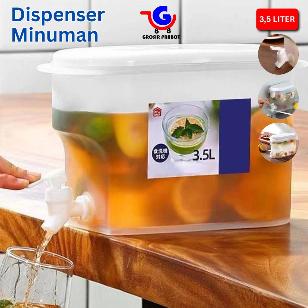 Dispenser Air Minum Jus Plastik 3.5L 3.5 Liter Tempat Air Minum Bucket Mini Juice Kulkas Portable