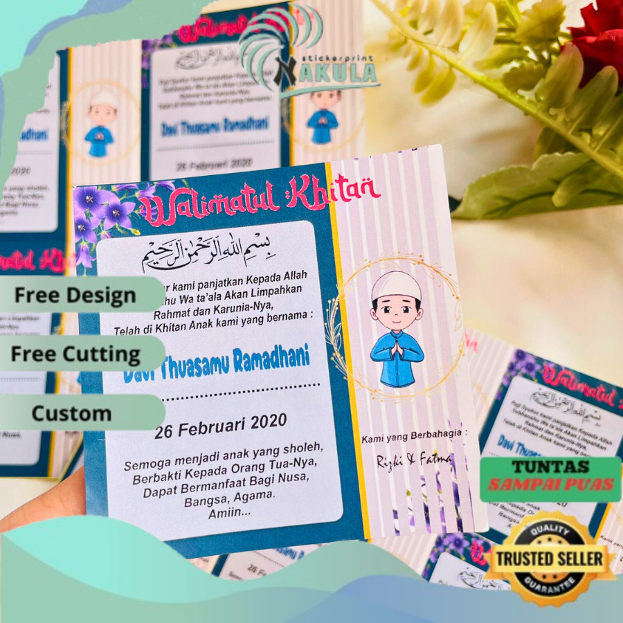 

NKL 2-6 STIKER LABEL TASYAKURAN KHITAN SYUKURAN WALIMATUL KHITAN BENTUK KOTAK