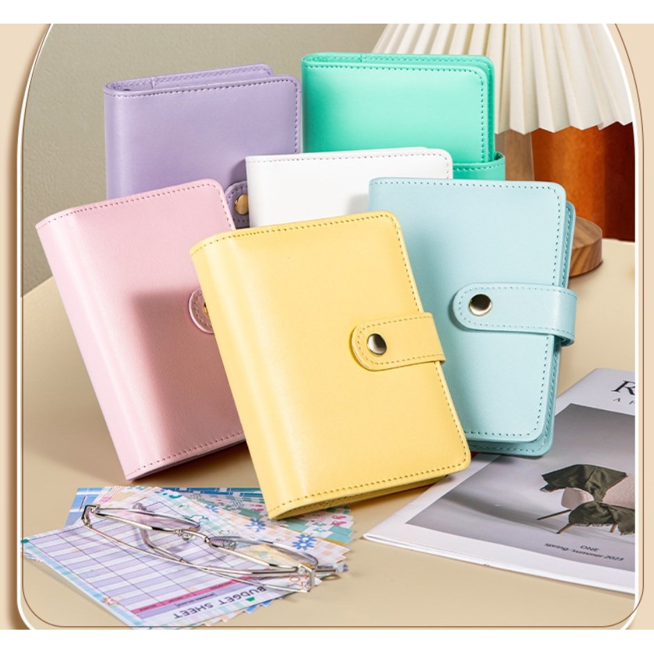 

A7 Macaron Color 6 Ring Binder PU Clip-on Notebook Leather Loose Leaf Notebook Cover Notebooks Journal Kawaii Stationery