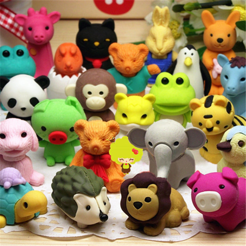 

30/Pcs Creative Cute Animal Eraser Individual Package Detachable Eraser Student Prize Stationery Wholesale