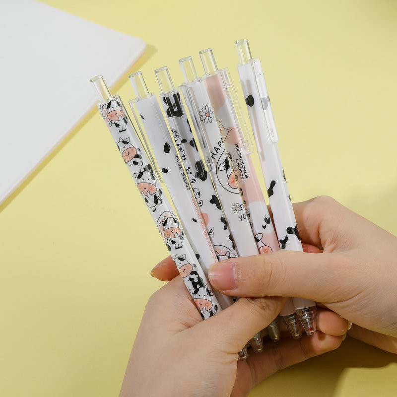 

4 Pieces Cute Gel Pen Cartoon Cow Gift Press Office Gift School Supplies Stationery Kawaii Funny Pens