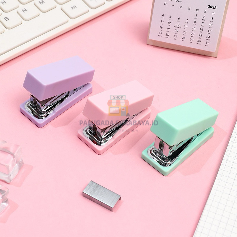 

⭐ PGS ⭐️ Mini Stapler / Jepretan Kertas Ukuran Kecil Warna Macaron Free Isi