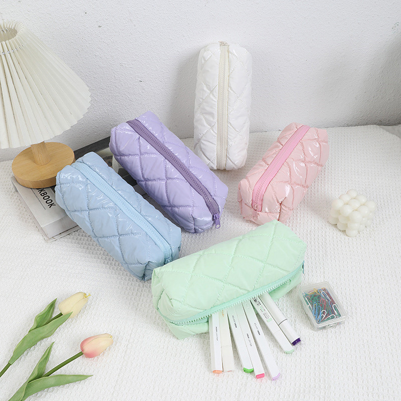 

Simple Solid Color Pencil Case Student Pencil Pouch Portable Large Capacity Stationery Holder School Supplies