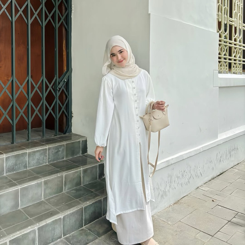 READY STOCK  Ameena Tunik by Safalunaku | Midi Dress Muslim Tuni  |  Dress Muslim Simple |  Tunik Wa