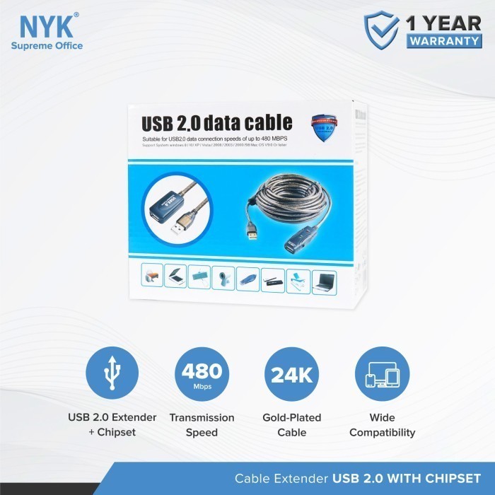 Kabel USB Extension 20 Meter Perpanjangan aktif 20M usb 2.0 Chip