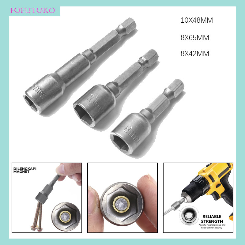 Magnet Hex Adaptor Bit / Power Nut Kunci Socket / Magnetik Mur Driver Socket Set Bor Bit