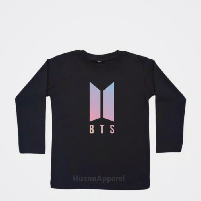 BAJU ANAK KAOS ANAK PEREMPUAN BTS BT21 LENGAN PANJANG - Hitam, S