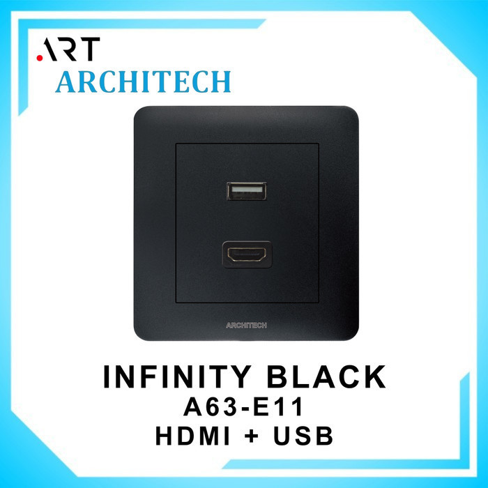 ARCHITECH  A63-E011 BLACK SERIES STOP KONTAK HDMI+USB ARCHITECH INFINITY BLACK