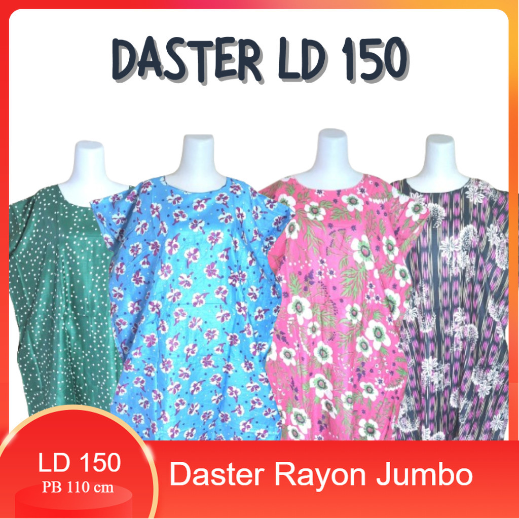 Daster Midi Rayon Jumbo LD 150 | Dress Wanita Big Size