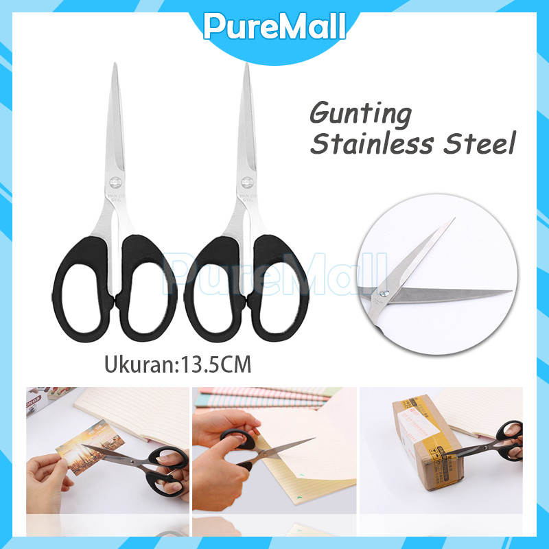 

Gunting Stainless Steel Gunting Medium Hitam Ukuran 13.5CM / Tanggung Sekolah Kantor Stainless Steel