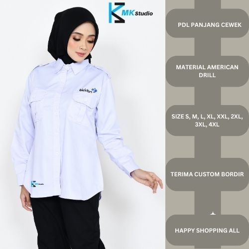 Baju Kemeja Putih Wanita/Kemeja PDL Lengan Panjang/Kemeja Putih Wanita/Kemeja PDL Wanita