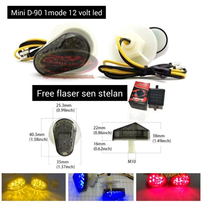 Sein Tempel Fairing Lampu Sen Mini D90 Led Variasi Motor Cbr 150r, Vixion, R15, Gsx, Ninja Rr, Dll